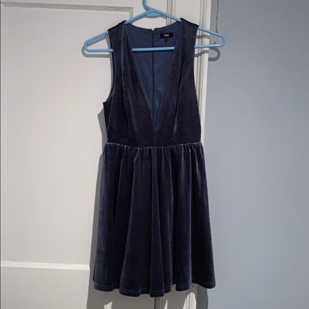 Navy Blue Velvet Dress